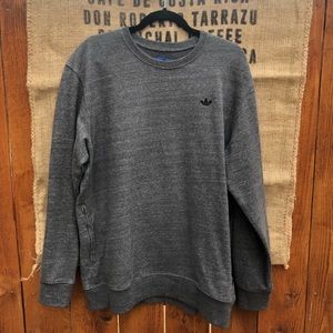 Adidas Pullover Crew Neck Sweatshirt With Pockets Size Large Dark Grey